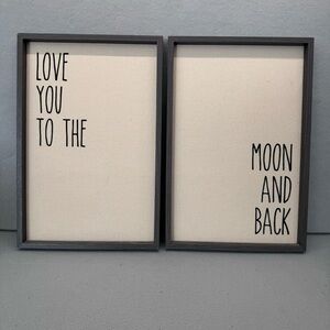 Set of two Love You To The Moon and Back burlap base Signs.